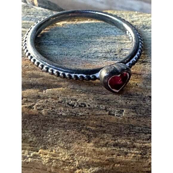 Pandora Elevated Red Heart Ring Band Ring With Red Heart - Picture 5 of 8